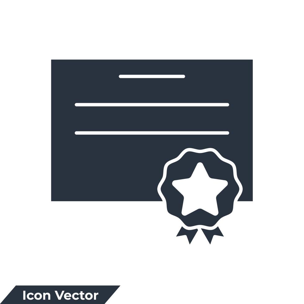 certificate icon logo vector illustration. Achievement, award symbol template for graphic and web design collection