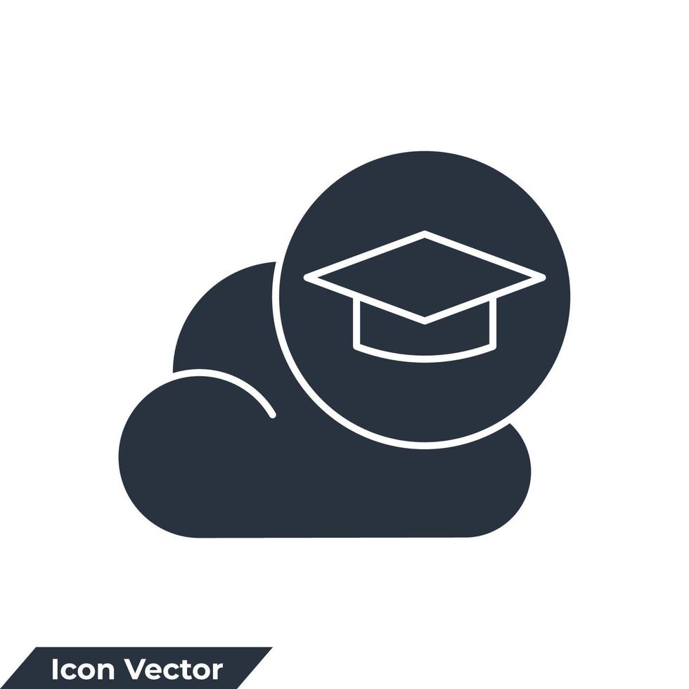 educación nube icono logo vector ilustración. sombrero de graduación con plantilla de símbolo de nube para la colección de diseño gráfico y web