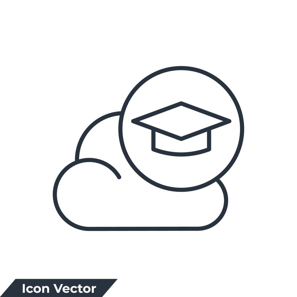 educación nube icono logo vector ilustración. sombrero de graduación con plantilla de símbolo de nube para la colección de diseño gráfico y web