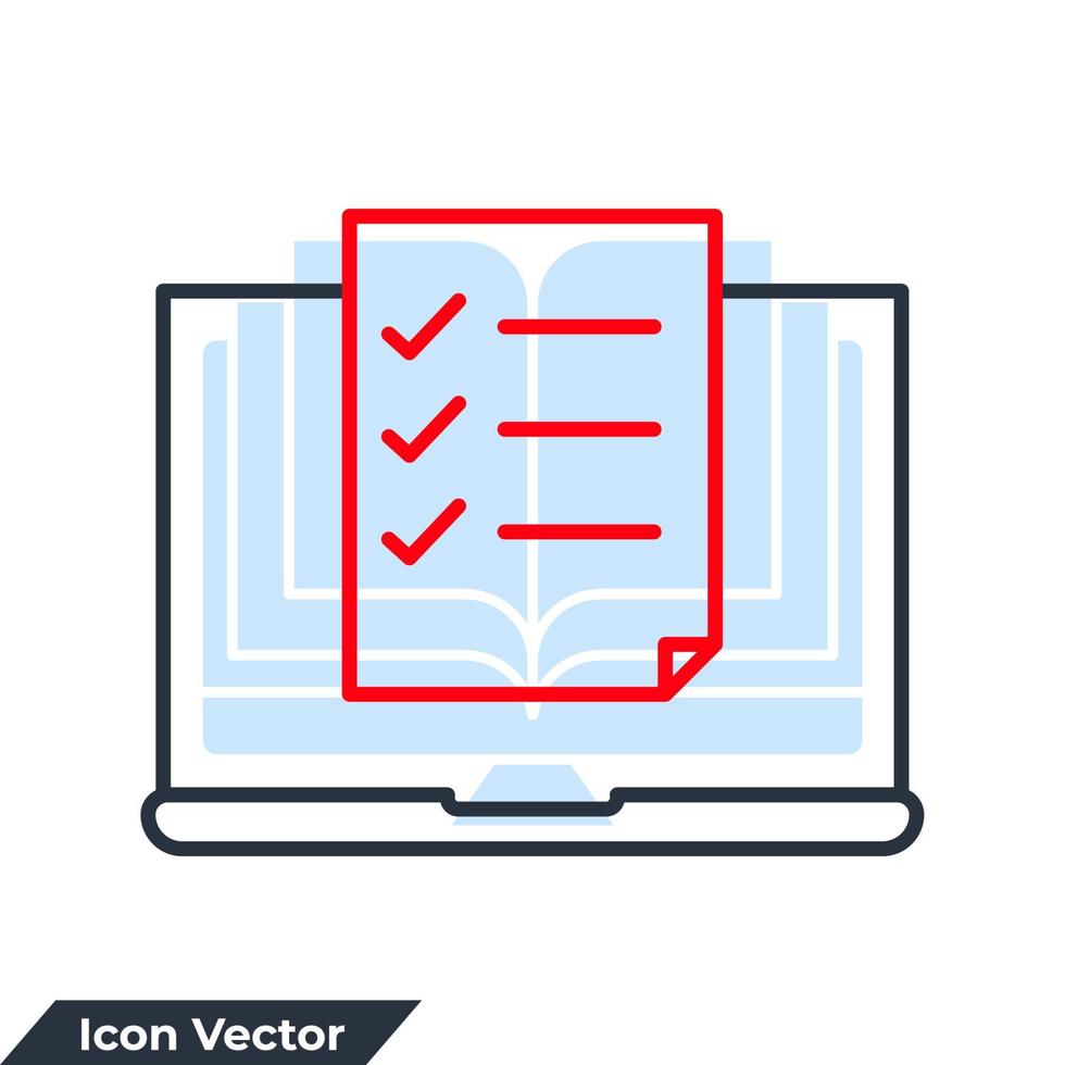 online test icon logo vector illustration. Laptop with Online Form Survey symbol template for graphic and web design collection