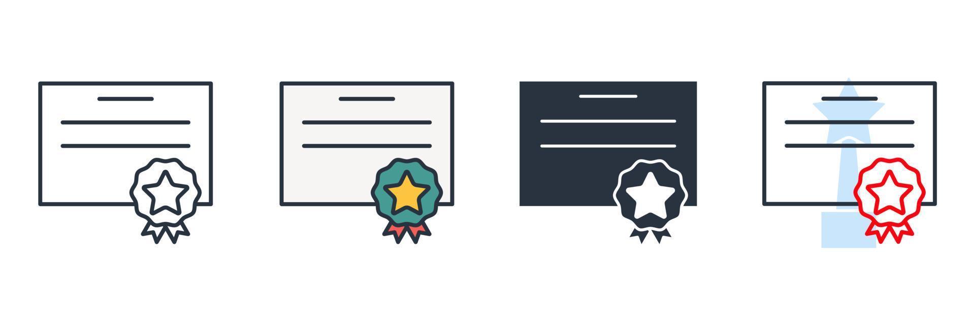 certificate icon logo vector illustration. Achievement, award symbol template for graphic and web design collection