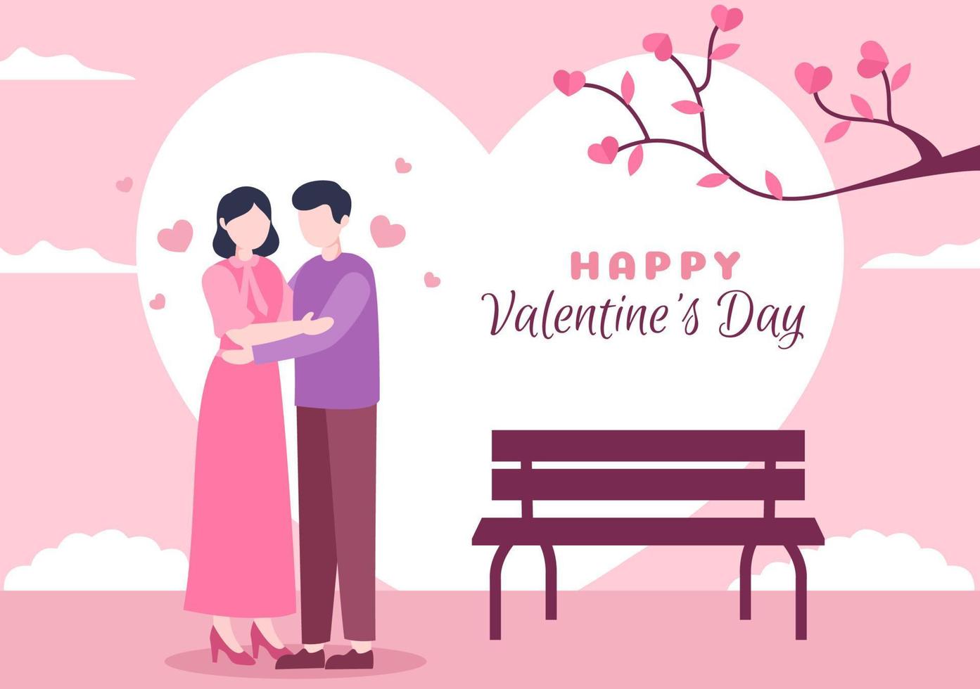 Happy Valentines Day Template Hand Drawn Cartoon Flat Illustration Which is Commemorated on February 17 for Love Greeting Card or Poster Design vector