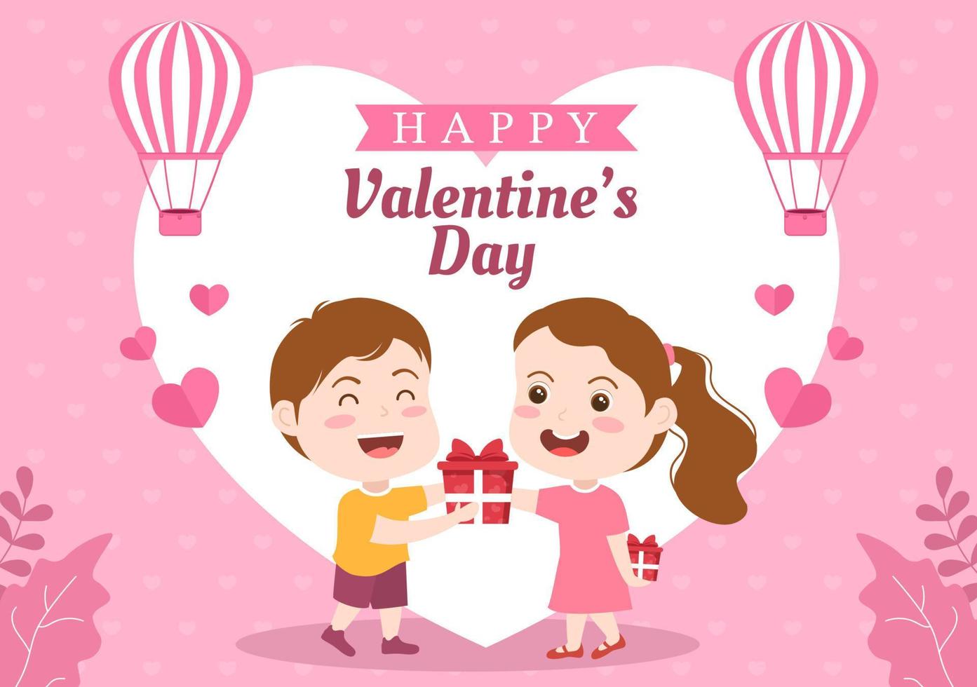 Happy Valentines Day Template Hand Drawn Cartoon Flat Illustration Which is Commemorated on February 17 for Love Greeting Card or Poster Design vector