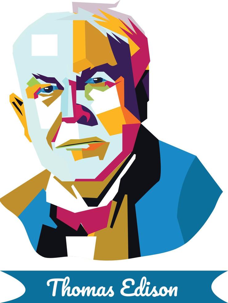 Vector illustrated a portrait of an American scientist and inventor Thomas Edison