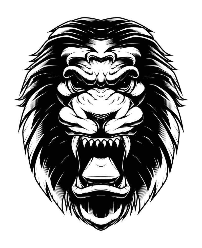 King of The Jungle Black and White Vector