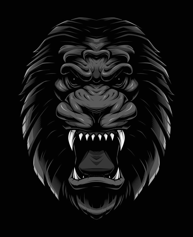 King of The Jungle Grayscale Vector