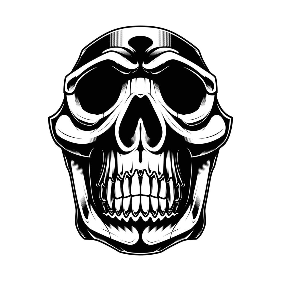 Monkey Skull Black and White vector
