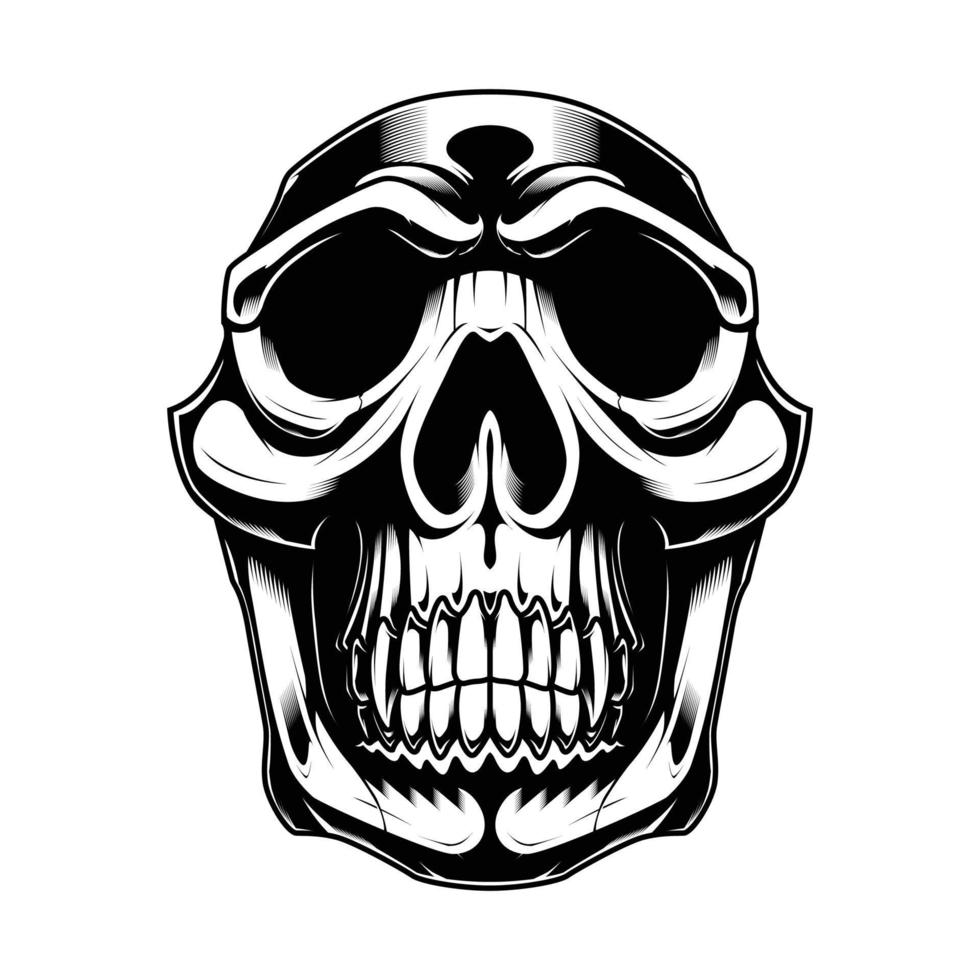 Monkey Skull Black and White vector