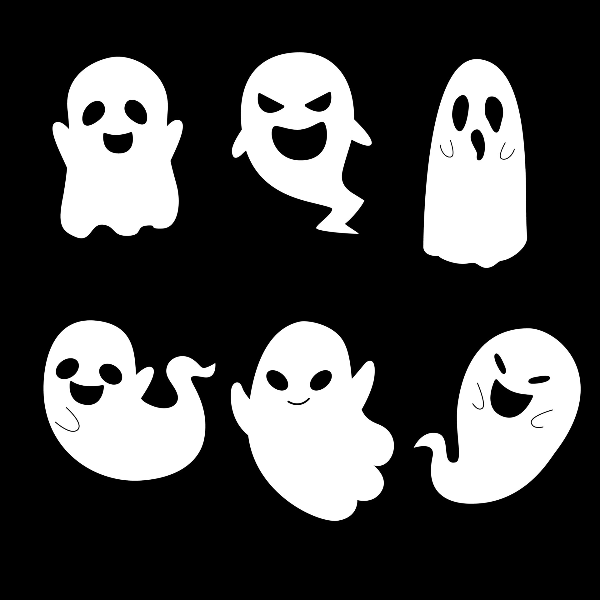 Set of cute ghost. Character design for halloween. Vector illustration ...