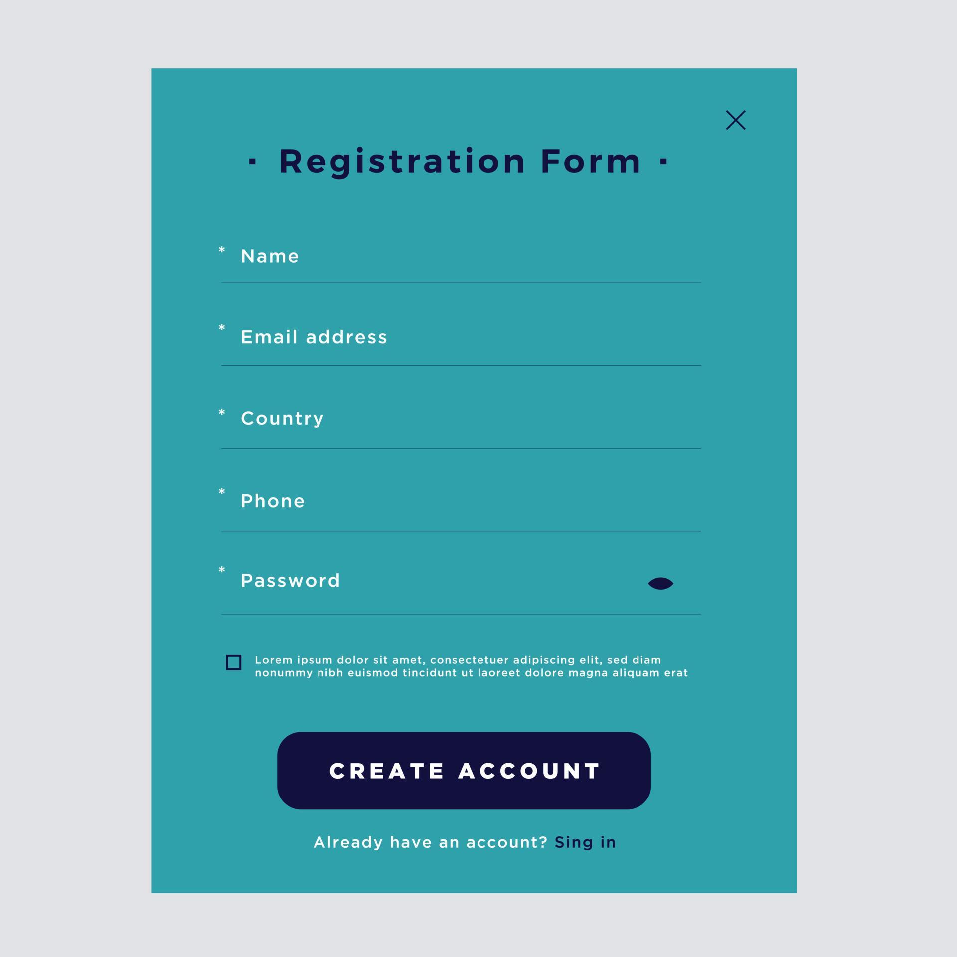 Registration page, and Sign In forms Professional web design, full set ...