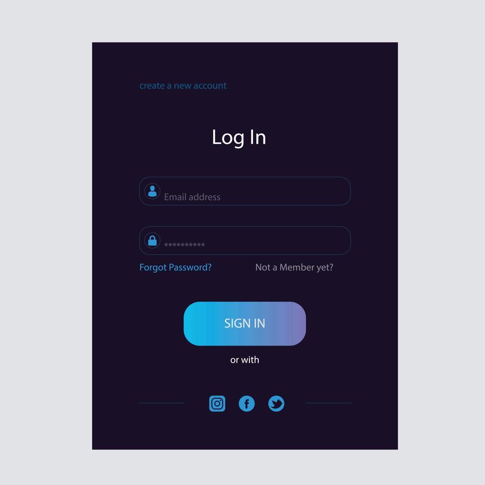 login forms page, sign in, Vector template design