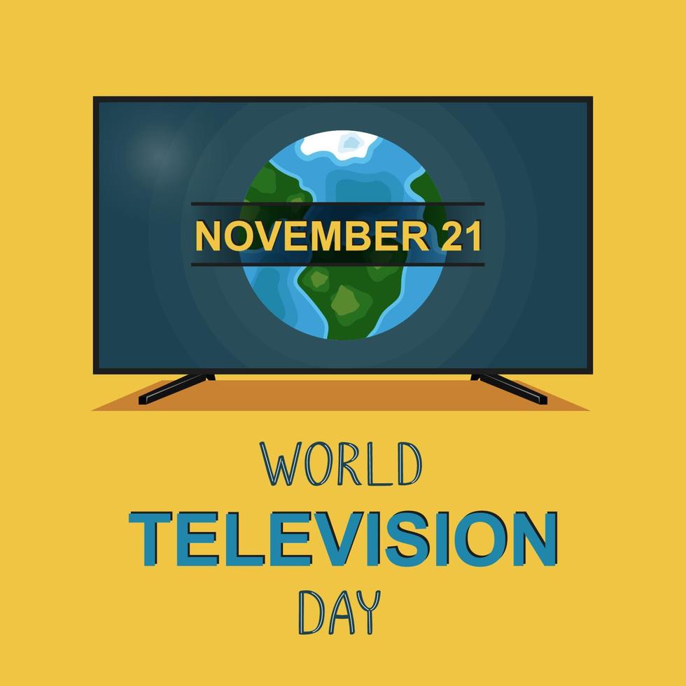 World television day banner. November 21. Vector flat illustration with television screen and text
