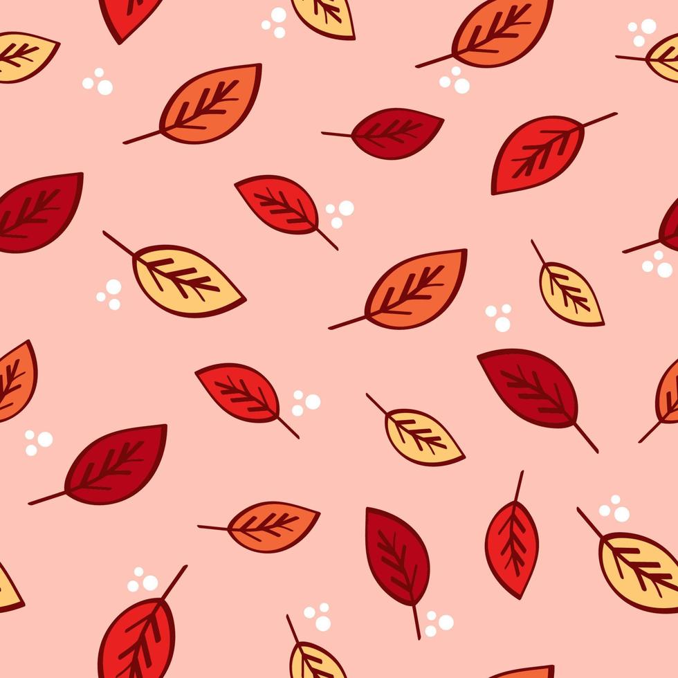 Autumn seamless pattern with colorful leaves. Vector repeated elements in the cartoon style.