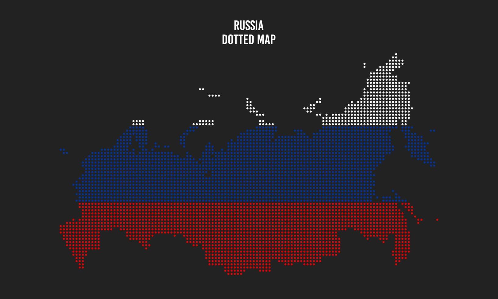 Ilustración de vector de mapa de rusia de puntos de semitono aislado sobre fondo oscuro