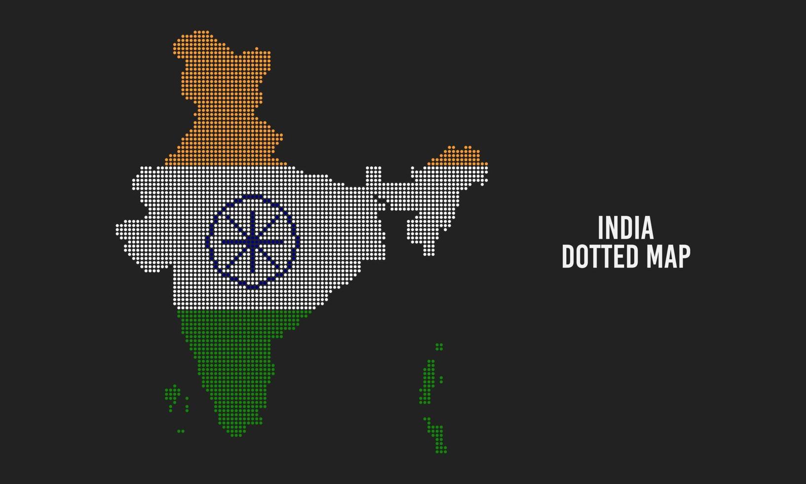 ilustración de vector de mapa de india punteada aislada sobre fondo oscuro