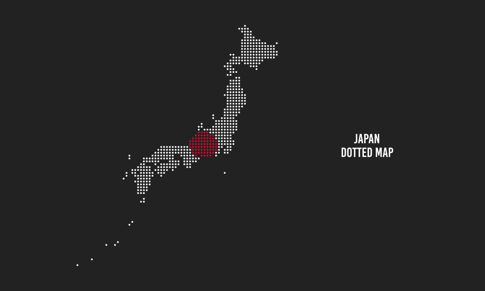 ilustración de vector de mapa de japón punteado de semitono aislado sobre fondo oscuro