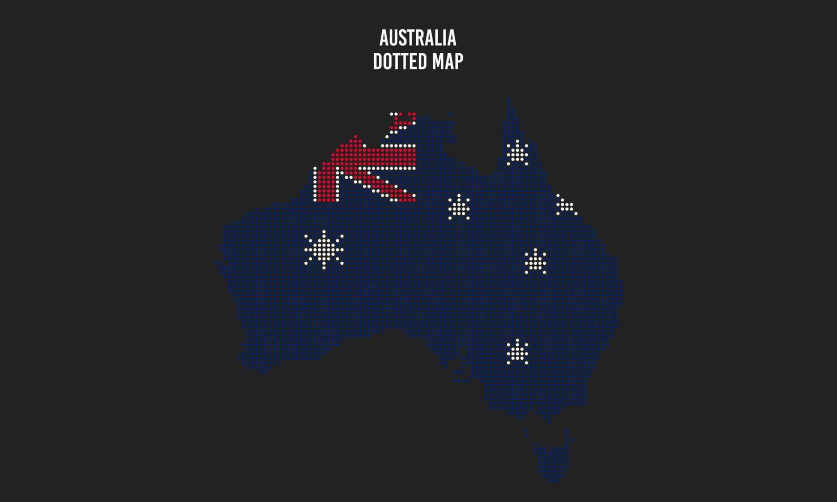 Ilustración de vector de mapa de Australia con puntos de semitono aislado sobre fondo oscuro
