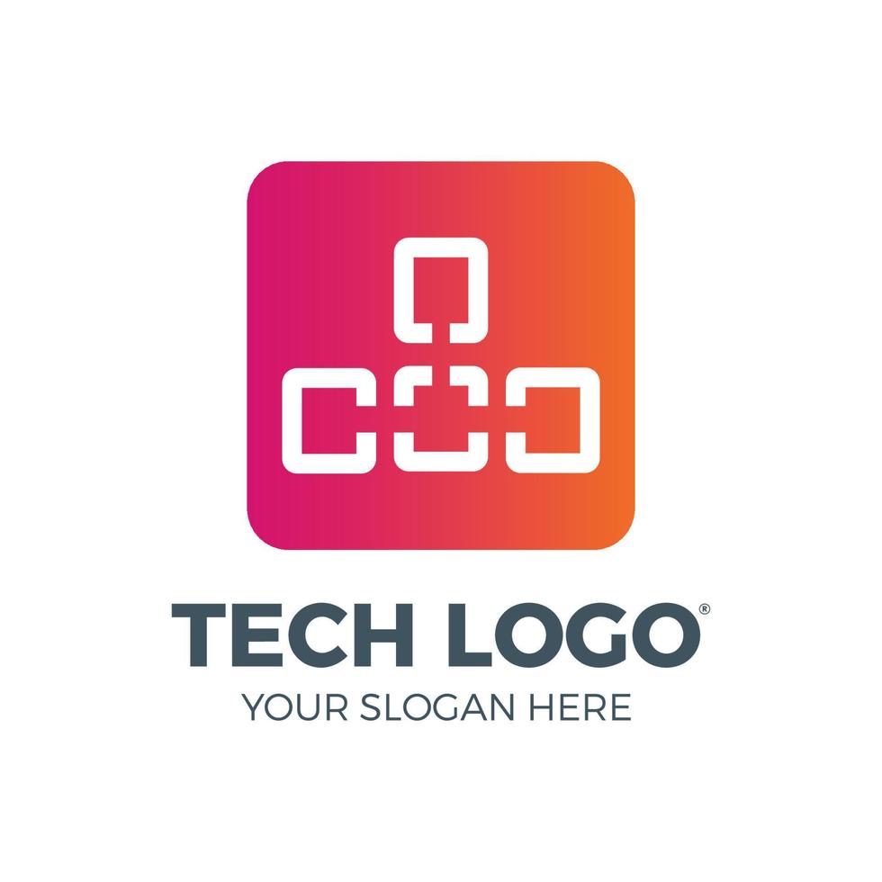 logotipo de tecnología, negocios relacionados con la informática y los datos, red de enlace innovadora y de alta tecnología vector
