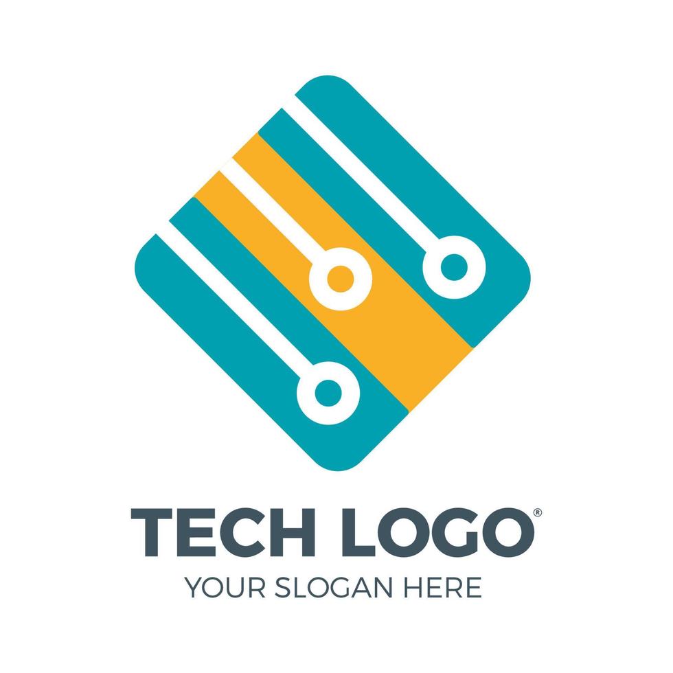 logotipo de tecnología, negocios relacionados con la informática y los datos, red de enlace innovadora y de alta tecnología vector