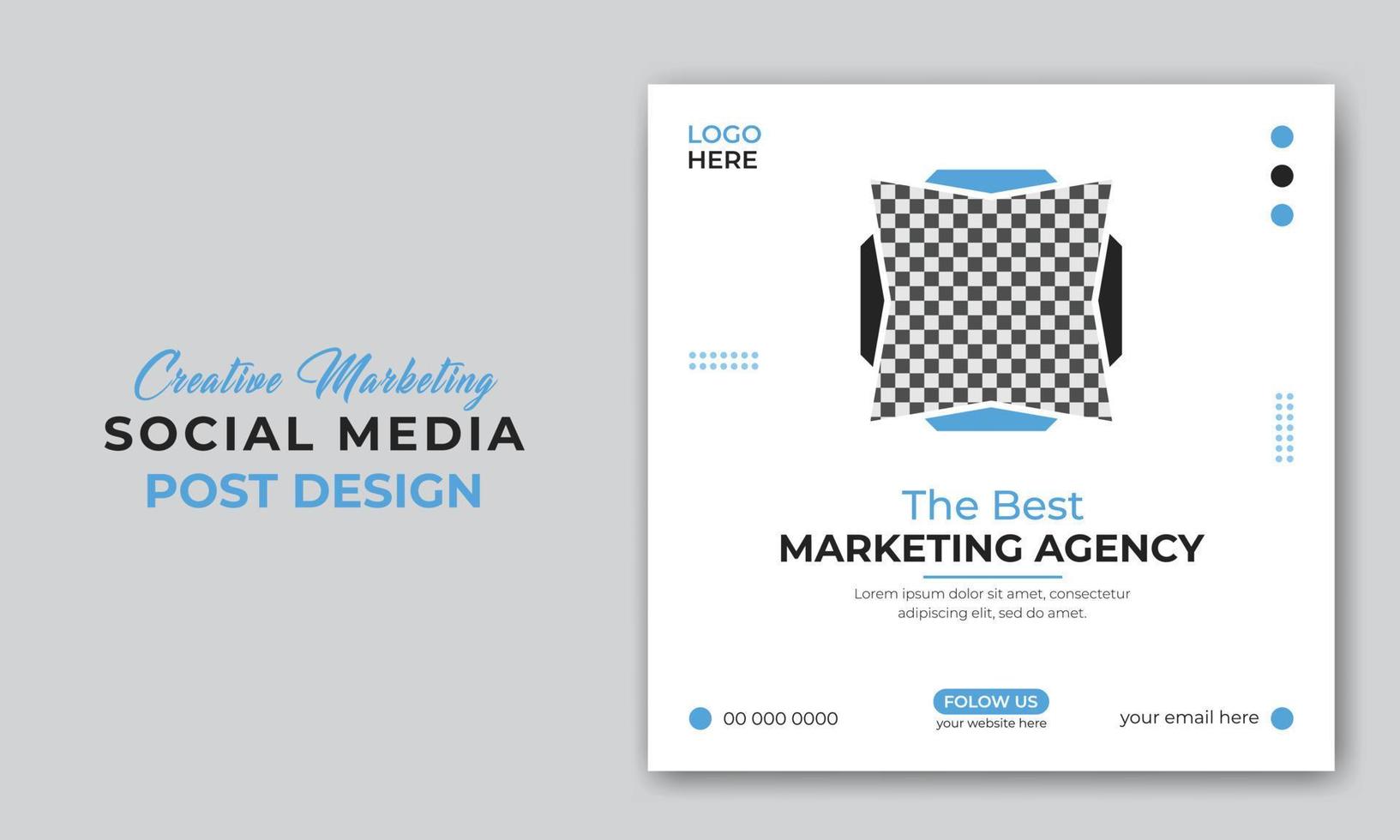 agencia de marketing digital de negocios creativos publicación en redes sociales o plantilla de diseño de banner web vector