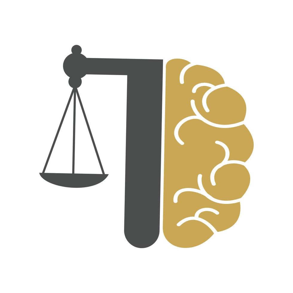 Brain Law Vector Template Design. Balance Icon On Brain Concept Design.