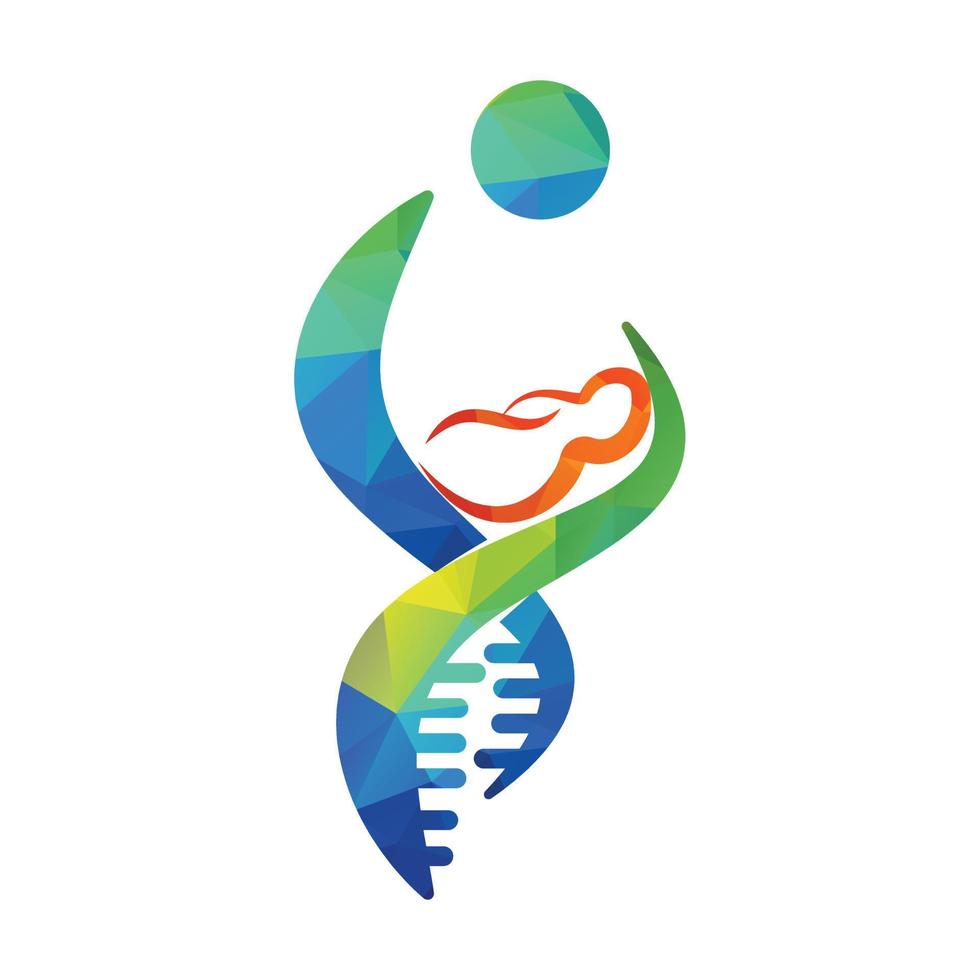 Mother holding newborn baby in arms and DNA concept design. mom and baby Dna logo vector design.