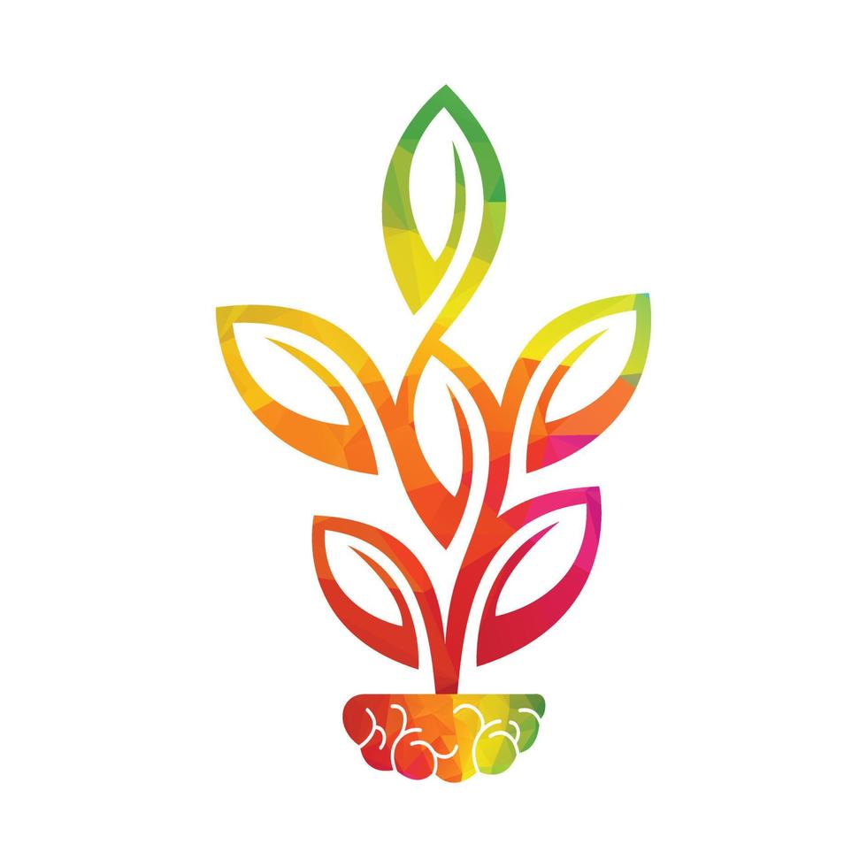 Modern brain tree logo design. Tree growth on brain educational logo vector. vector