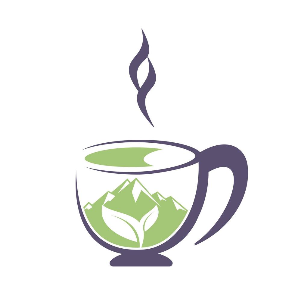 vector de diseño de logotipo de café de montaña. diseño de plantilla de logotipo de montaña de café.