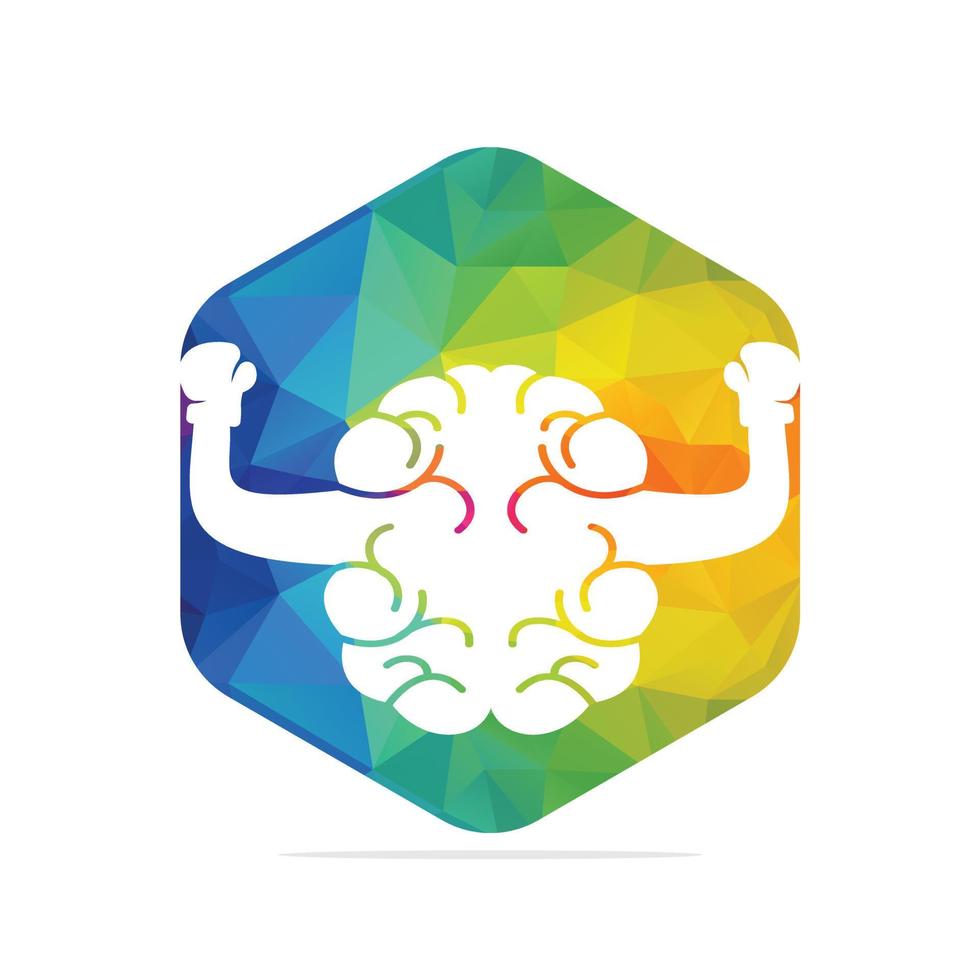 diseño de concepto de logotipo de boxeo cerebral. diseño vectorial del logotipo del cerebro de potencia. vector