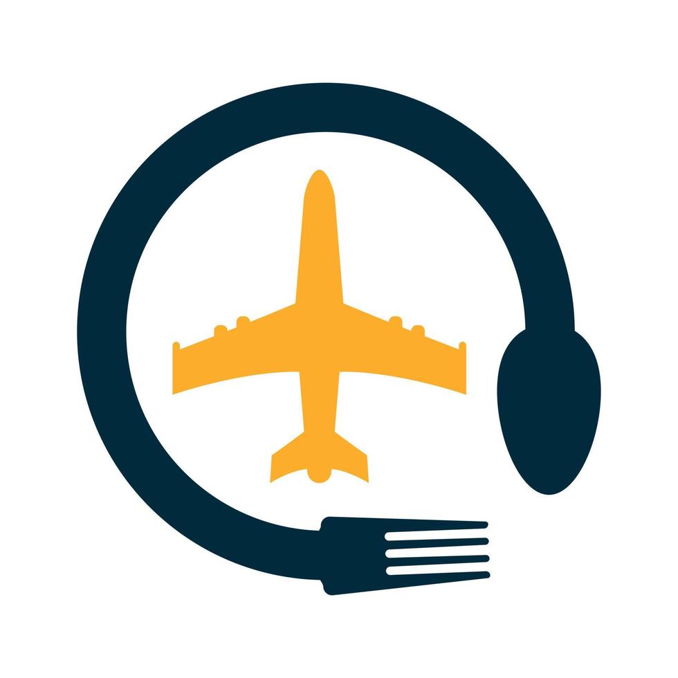 diseño de concepto de logotipo de comida de pista. plantilla de diseño de logotipo de avión de alimentos. vector