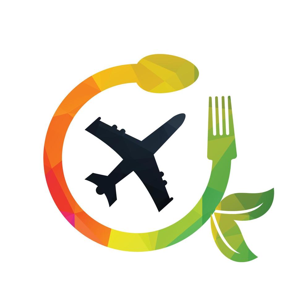 Fresh runway food logo concept design. Food Plane logo design template. vector