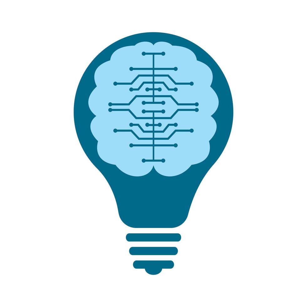 Bulb and brain logo design. Creative light bulb idea brain vector icon.