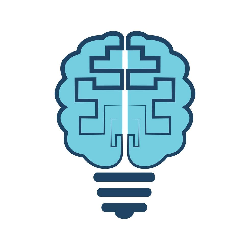 Bulb and brain logo design. Creative light bulb idea brain vector icon.