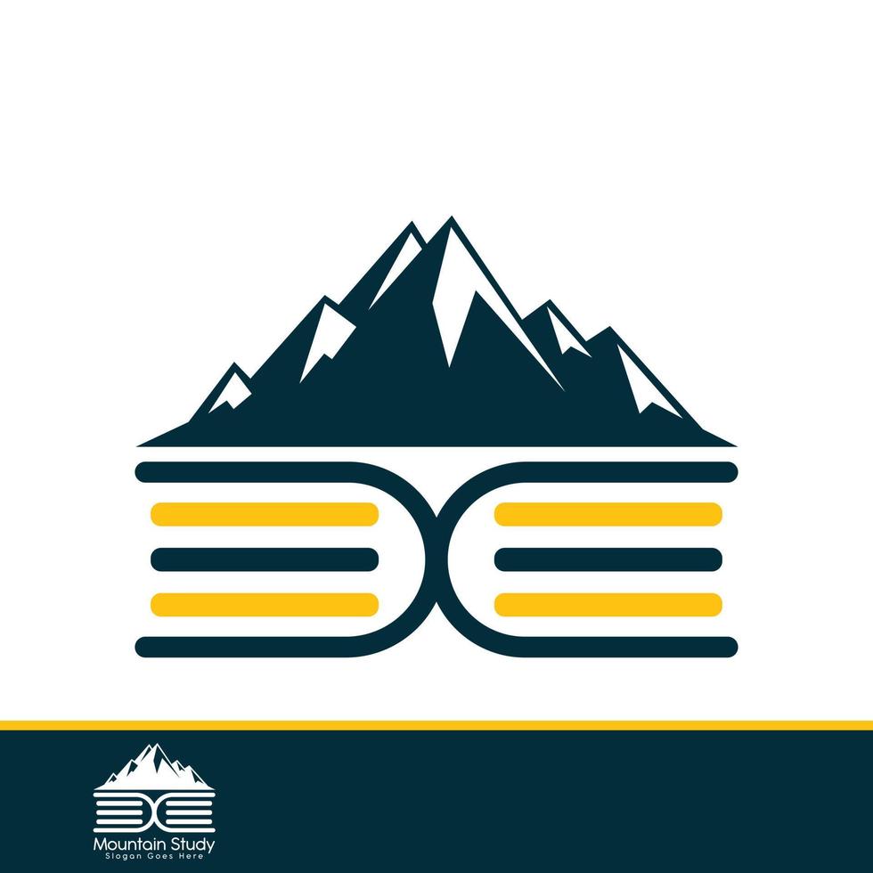 Mountain book vector logo design. Study about nature vector template design.