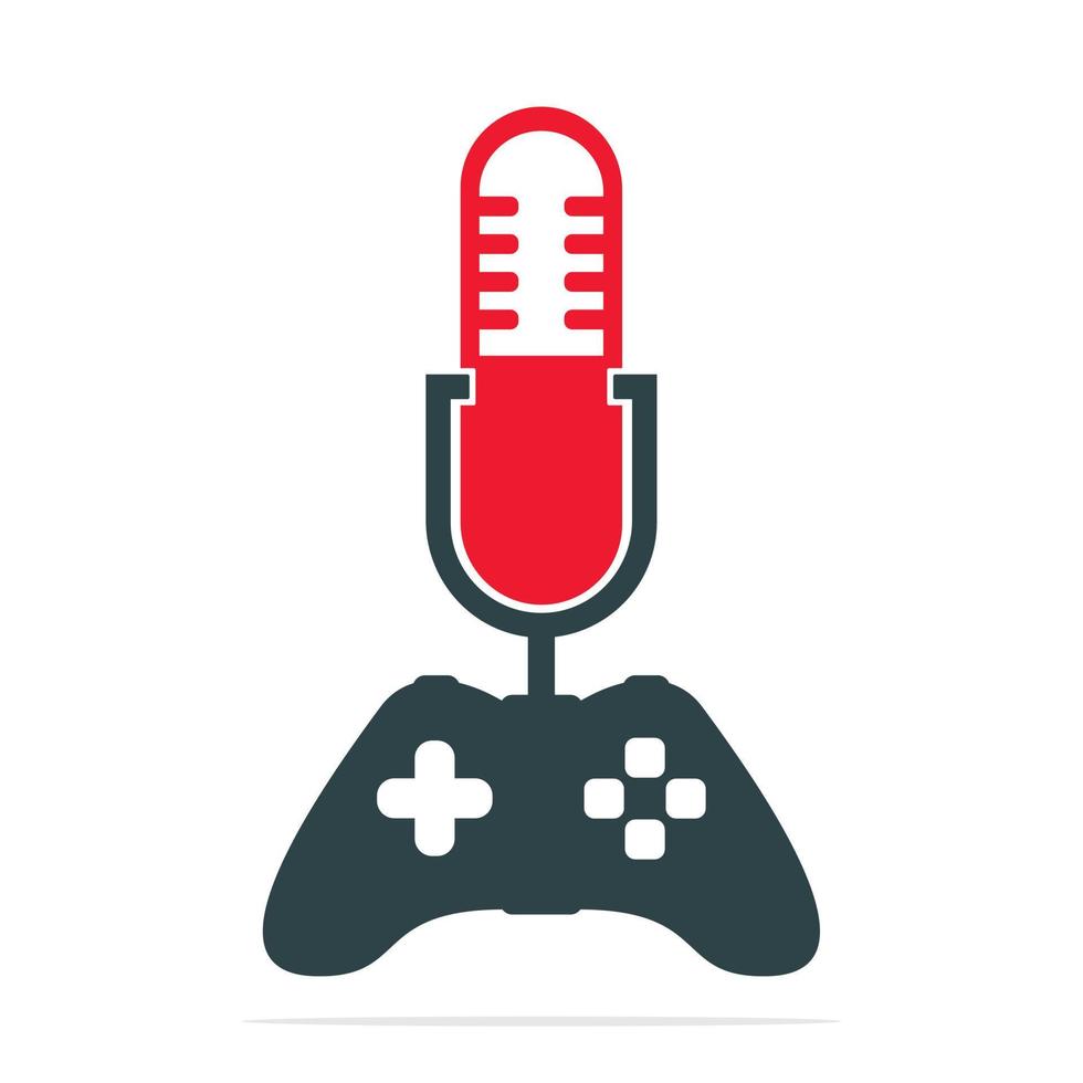 controlador de juegos y plantilla de diseño de logotipo de podcast. diseño de concepto de vector de podcast de joystick.