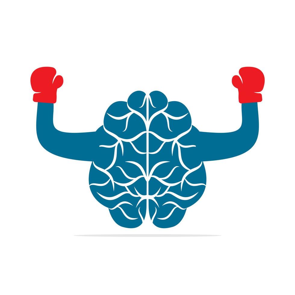 Brain boxing logo concept design. Power brain logo vector design.