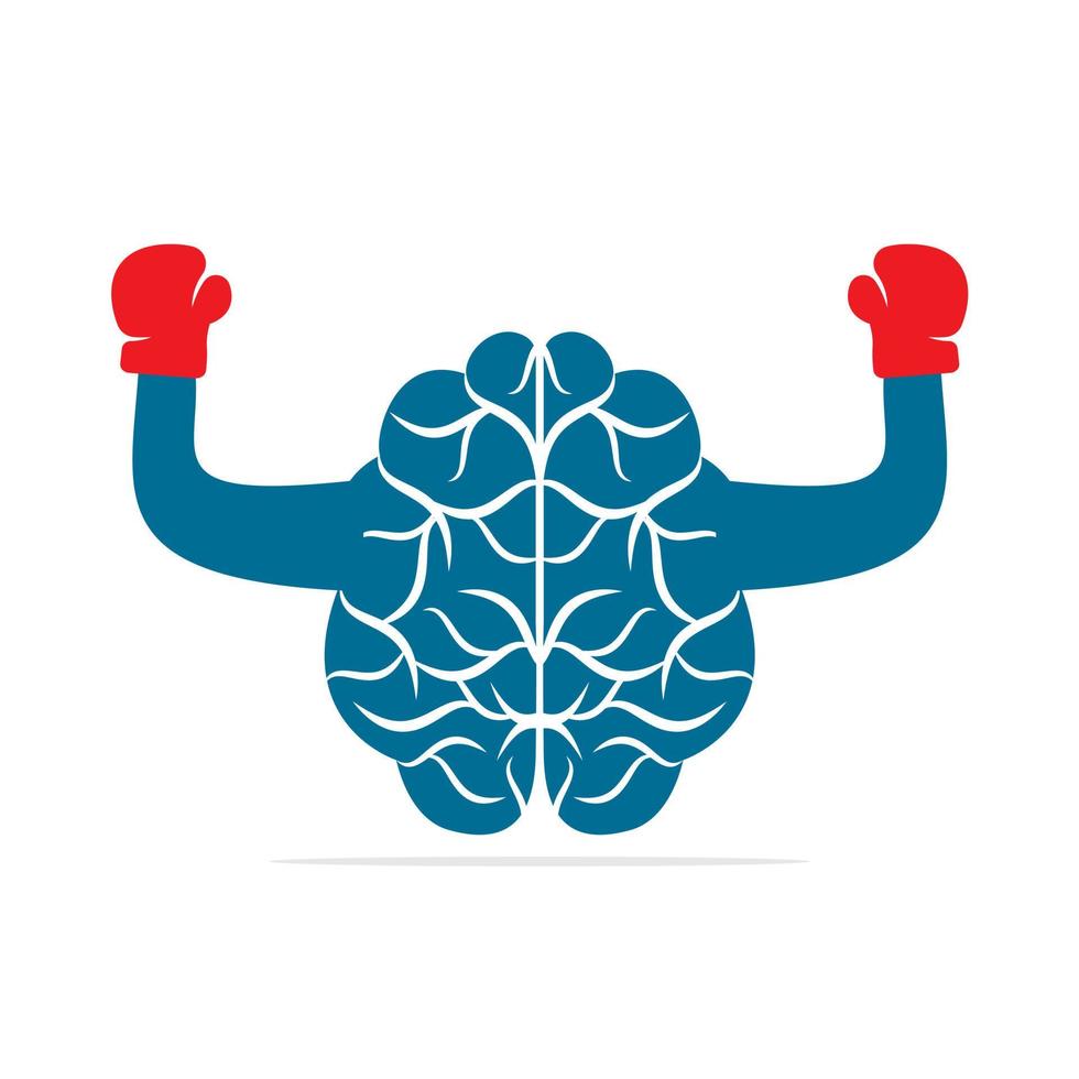 Brain boxing logo concept design. Power brain logo vector design.