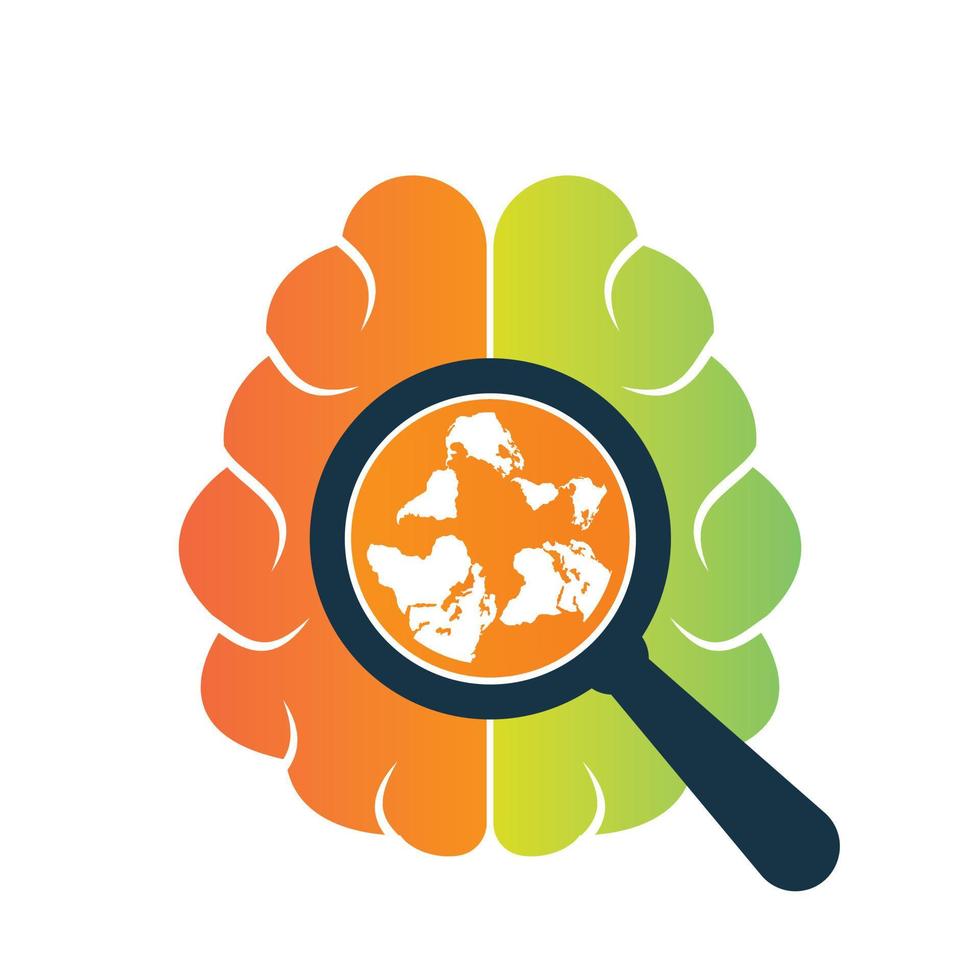 World brain vector logo template. Global brain logo vector design.