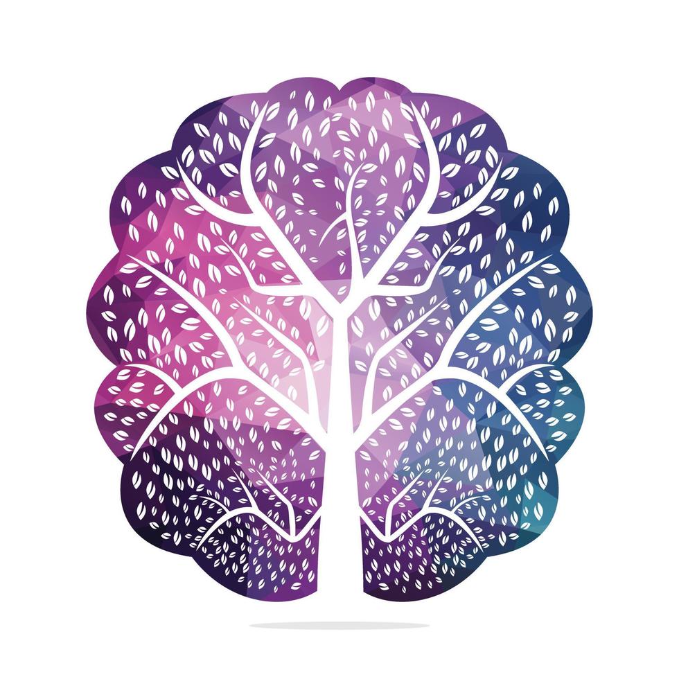 Tree Grow Logo Design. Tree Growing Inside The Brain Icon. vector