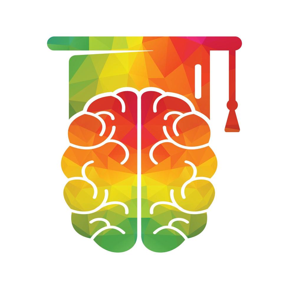 diseño de iconos de cerebro y gorra de graduación. diseño de logotipo educativo e institucional. vector