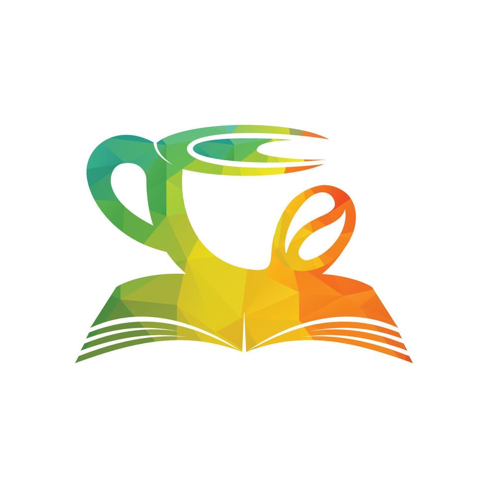 Coffee cup with book concept. Coffee cup logo design combined with book. vector