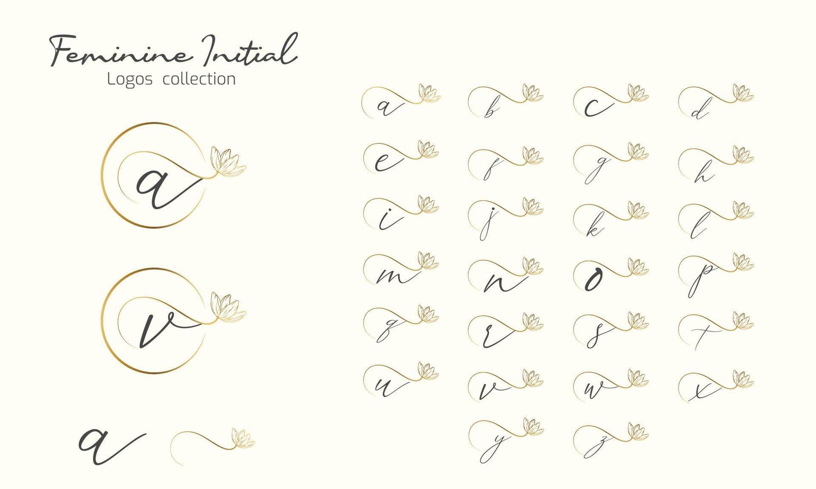Feminine initial letter logo collection. vector illustration