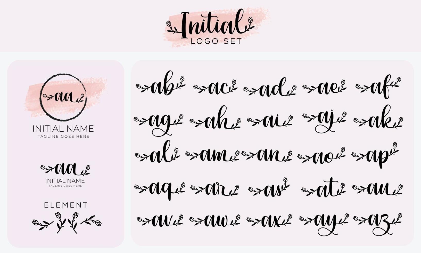 Feminine initial letter logo collection. vector illustration