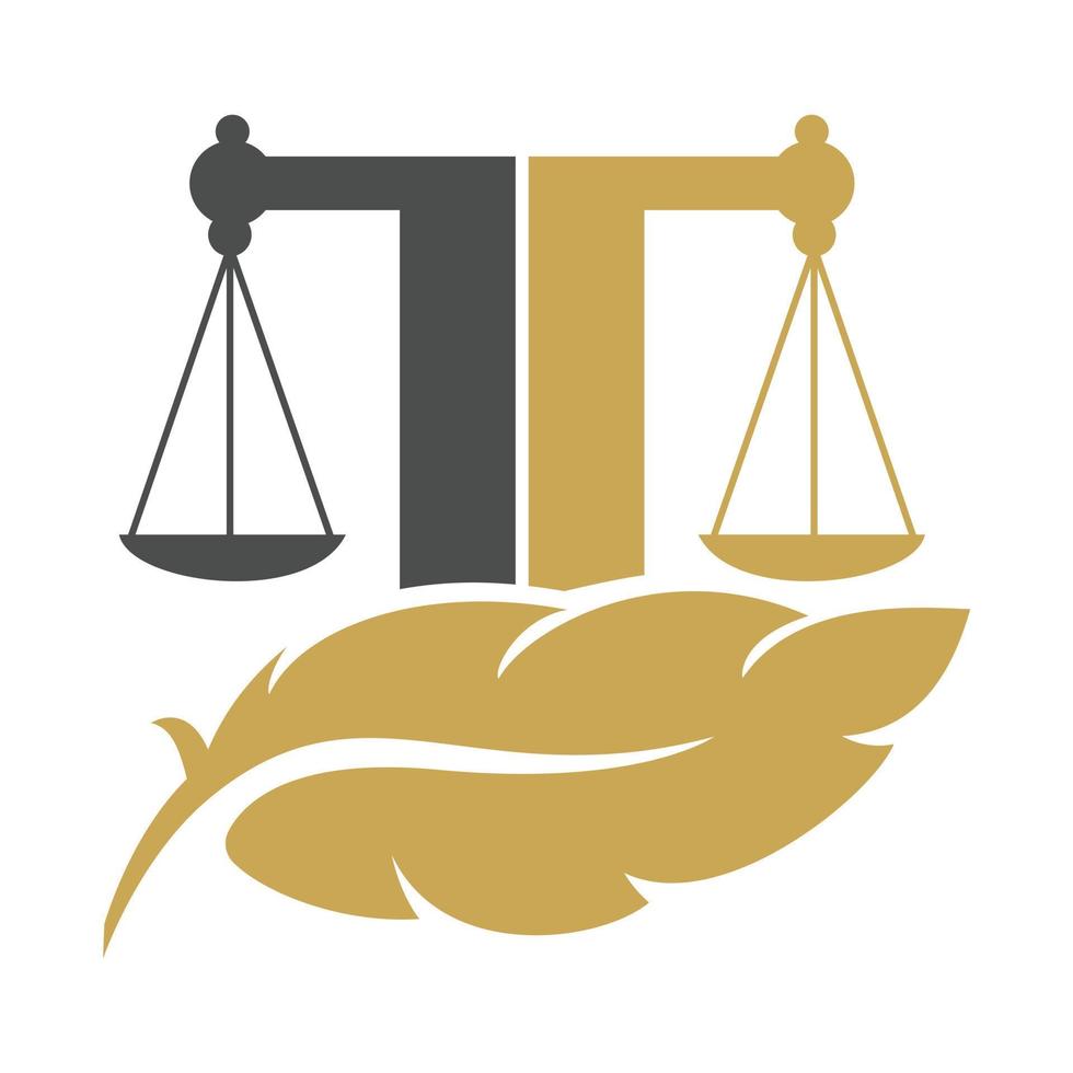 Law Balance on Feather And Attorney Monogram Logo Design. Law Firm And Office Vector Logo Design.