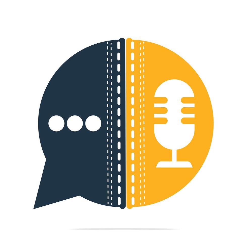 diseño de logotipo de vector de conversación de podcast y bola de cricket. diseño de logotipo de chat combinado con micrófono y bola de podcast.