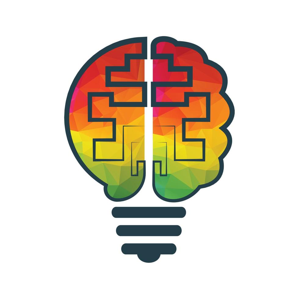 Bulb and brain logo design. Creative light bulb idea brain vector icon.