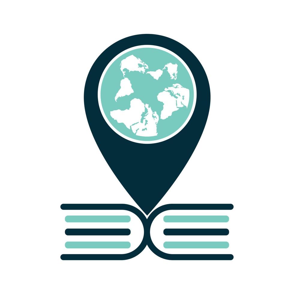 World map pointer with book icon. International information book Pointed concept. vector