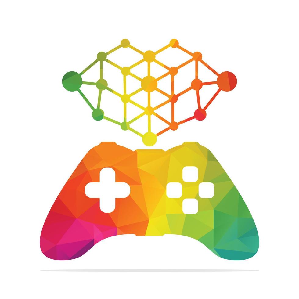 plantilla de diseño de concepto de logotipo de red de juegos. joystick con diseño de vector de icono de comunicación.