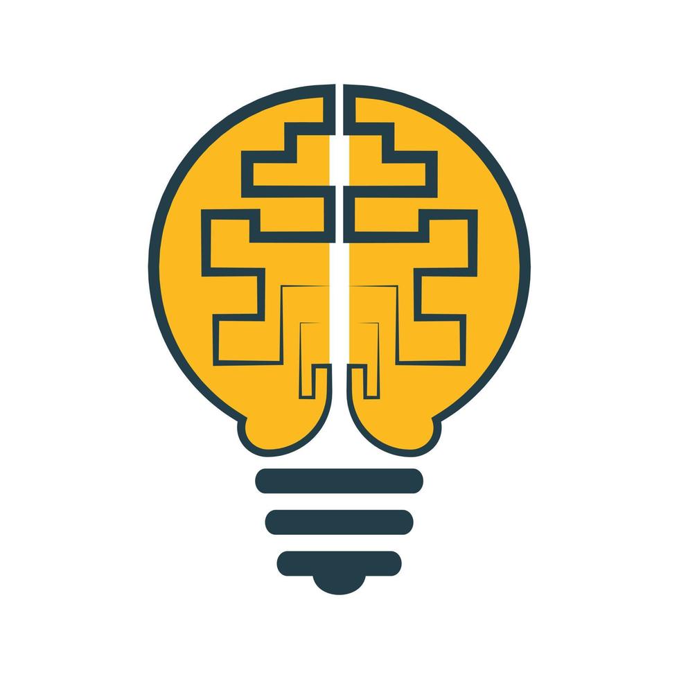 Bulb and brain logo design. Creative light bulb idea brain vector icon.