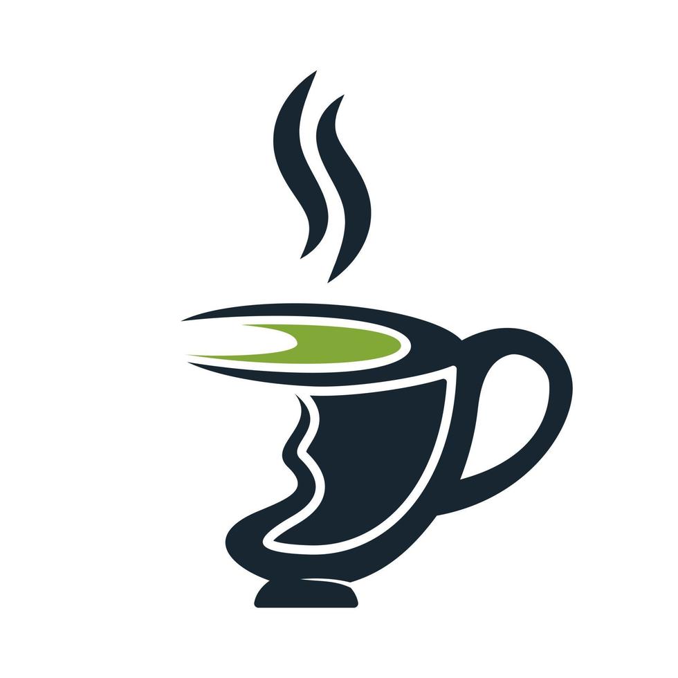 Green tea logo design template. Fresh green Tea cup logo vector design.
